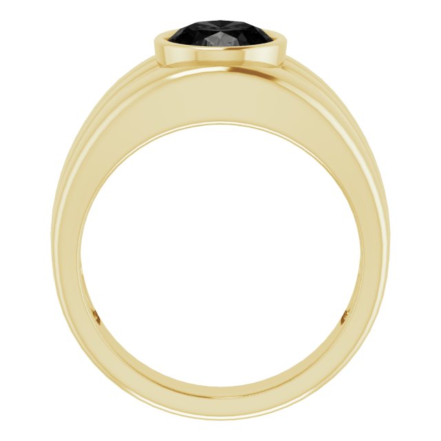 14K Yellow Gold Natural Black Onyx Bezel Ring