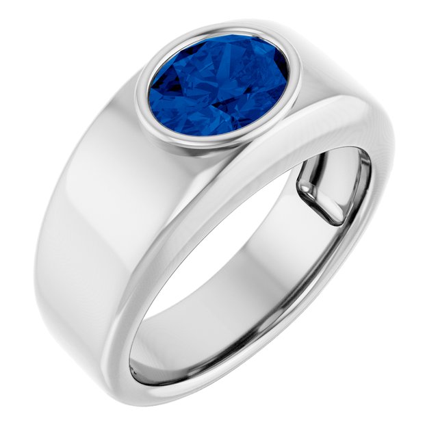 Lab-Grown Blue Sapphire Bezel Ring