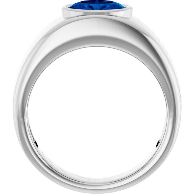 Lab-Grown Blue Sapphire Bezel Ring