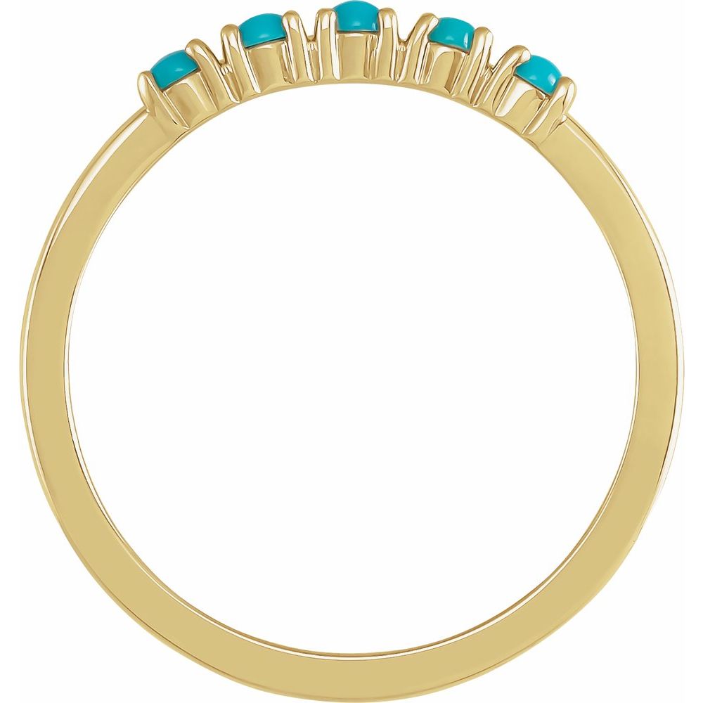 14K Yellow Natural Turquoise Cabochon Stackable Ring