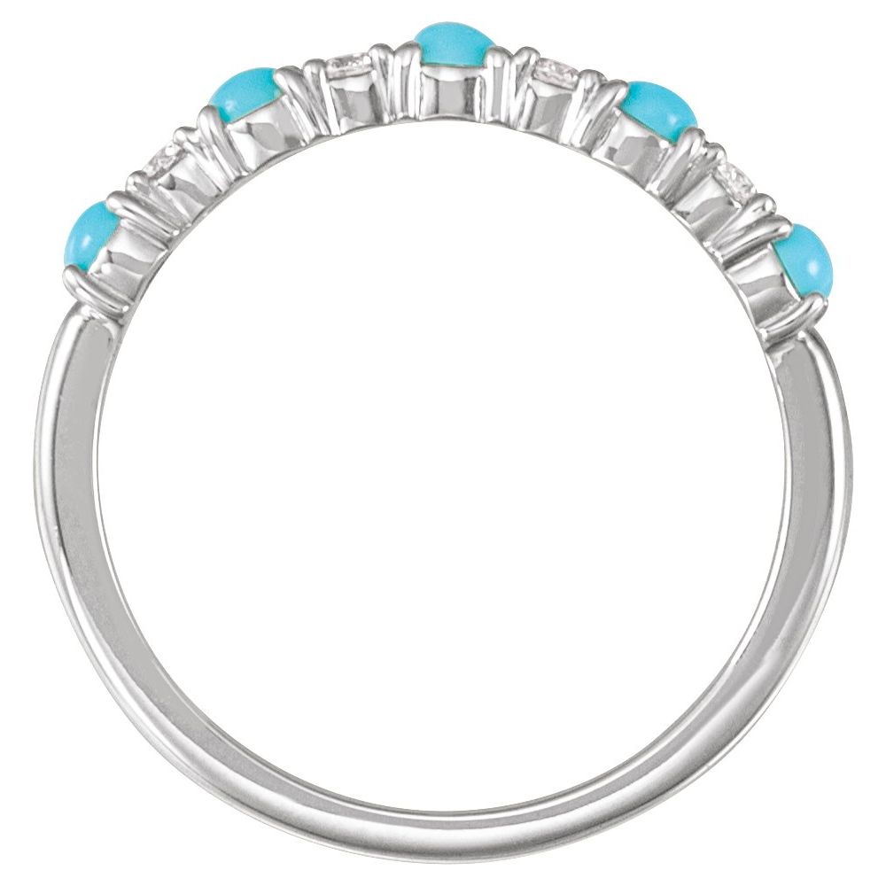 Sterling Silver Natural Turquoise & 1/8 CTW Natural Diamond Ring
