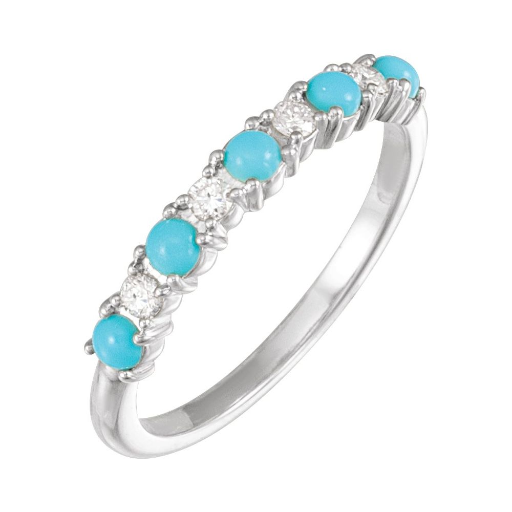 Sterling Silver Natural Turquoise & 1/8 CTW Natural Diamond Ring