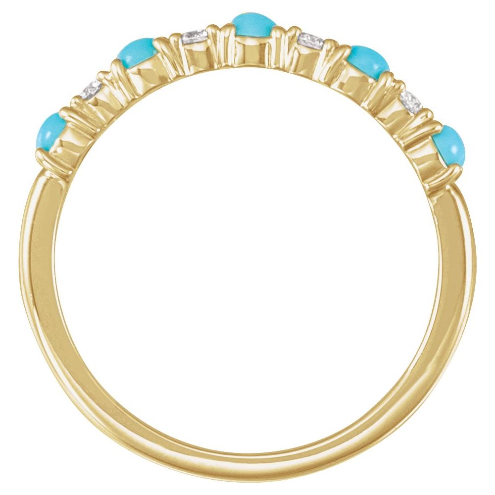 14K Yellow Natural Turquoise & 1/8 CTW Natural Diamond Ring