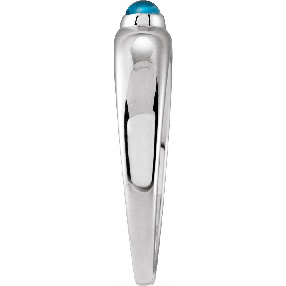 Sterling Silver Natural London Blue Topaz Cabochon Dome Ring