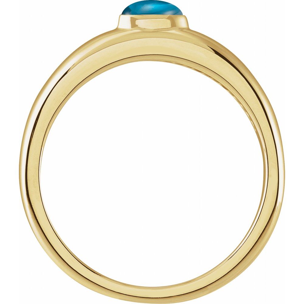 14K Yellow Natural London Blue Topaz Cabochon Dome Ring
