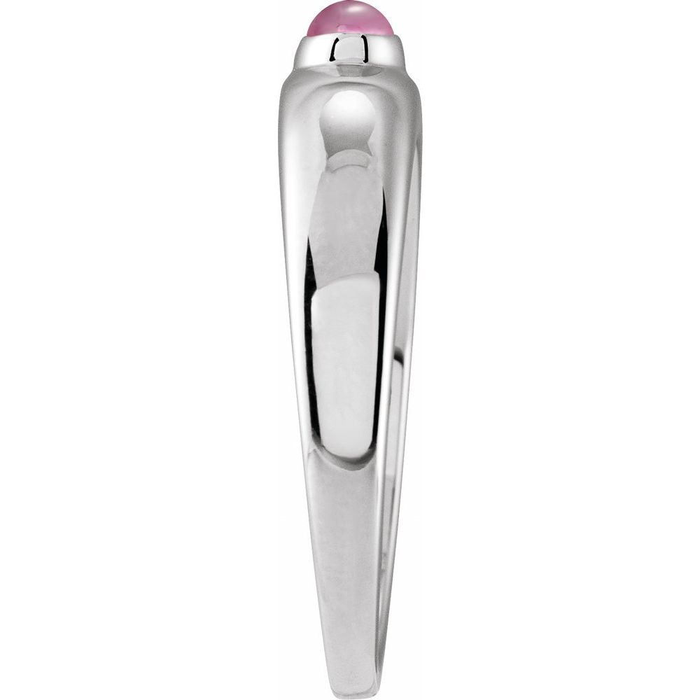 Sterling Silver Natural Pink Tourmaline Dome Ring