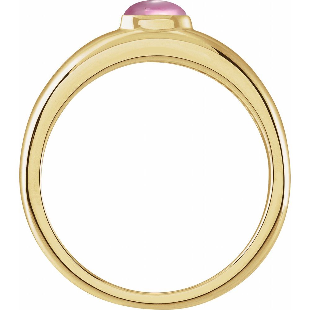 14K Yellow Natural Pink Tourmaline Dome Ring