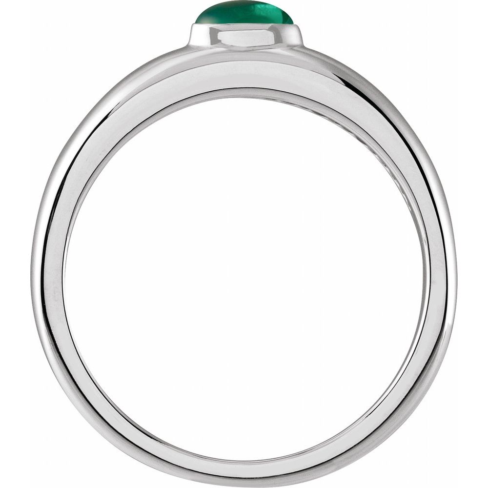 Sterling Silver Natural Emerald Dome Ring