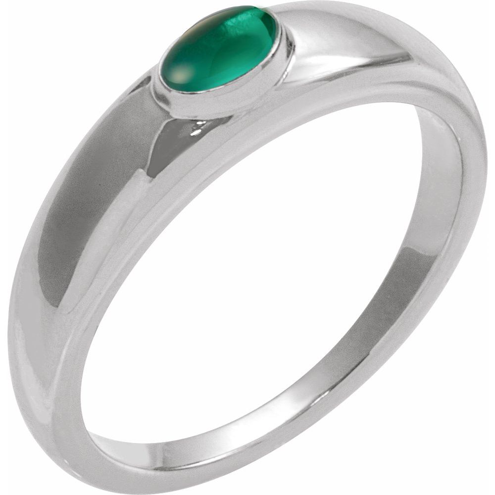 Sterling Silver Natural Emerald Dome Ring