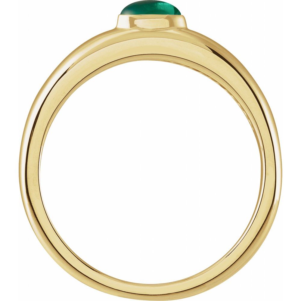 14K Yellow Natural Emerald Dome Ring