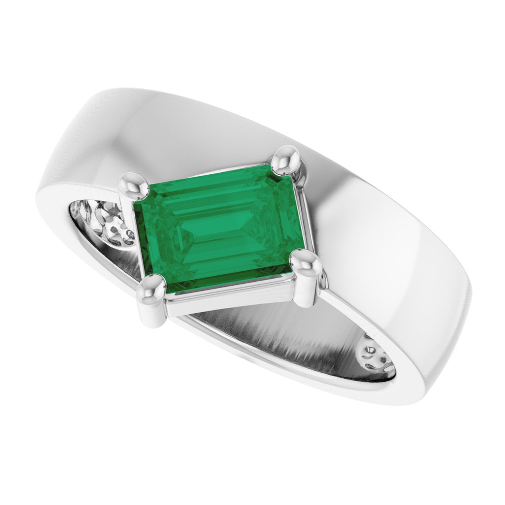 
                  
                    Sterling Silver Lab-Grown Emerald Asymmetric Solitaire Ring
                  
                