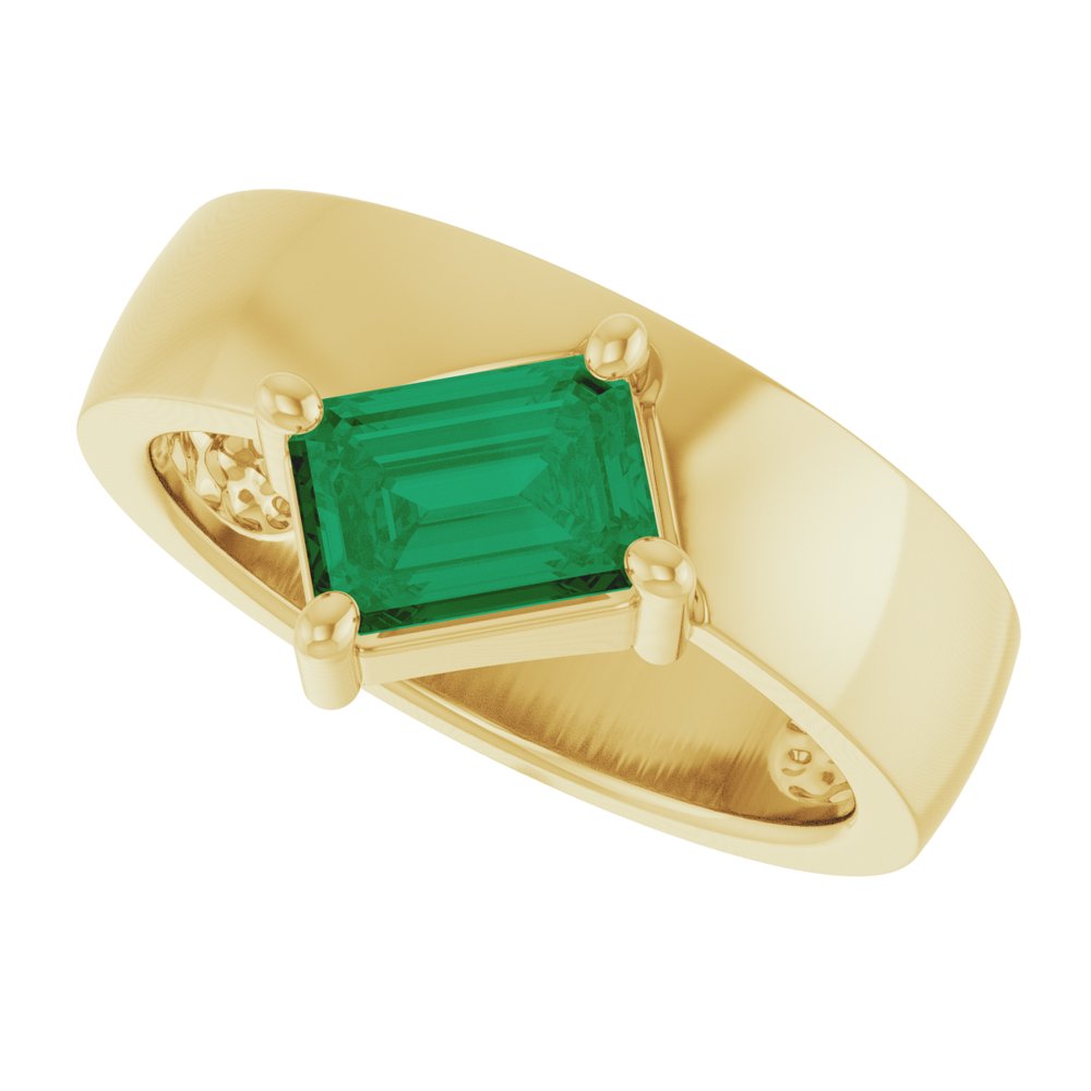 
                  
                    14K Yellow Lab-Grown Emerald Asymmetric Solitaire Ring
                  
                