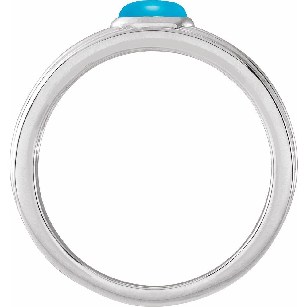 Sterling Silver 5x3 mm Oval Natural Turquoise Cabochon Ring