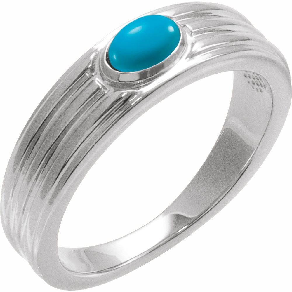 Sterling Silver 5x3 mm Oval Natural Turquoise Cabochon Ring