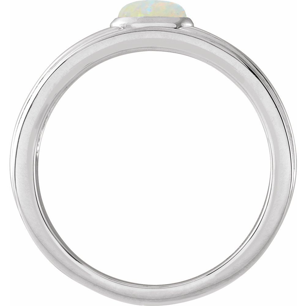 Sterling Silver 5x3 mm Oval Natural White Opal Cabochon Ring