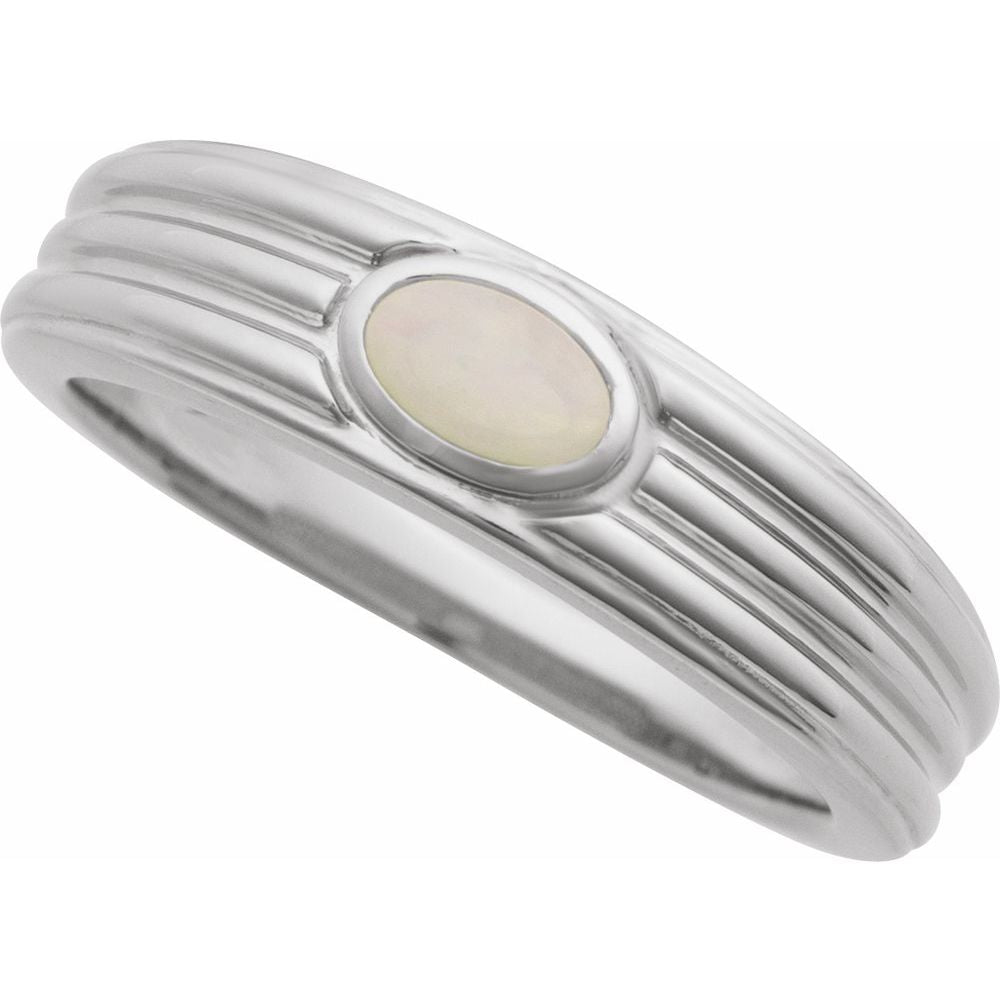 
                  
                    Sterling Silver 5x3 mm Oval Natural White Opal Cabochon Ring
                  
                