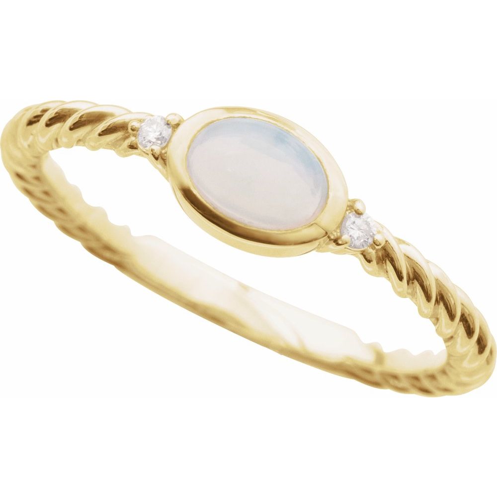
                  
                    14K Yellow Natural White Opal & .03 CTW Natural Diamond Cabochon Ring
                  
                