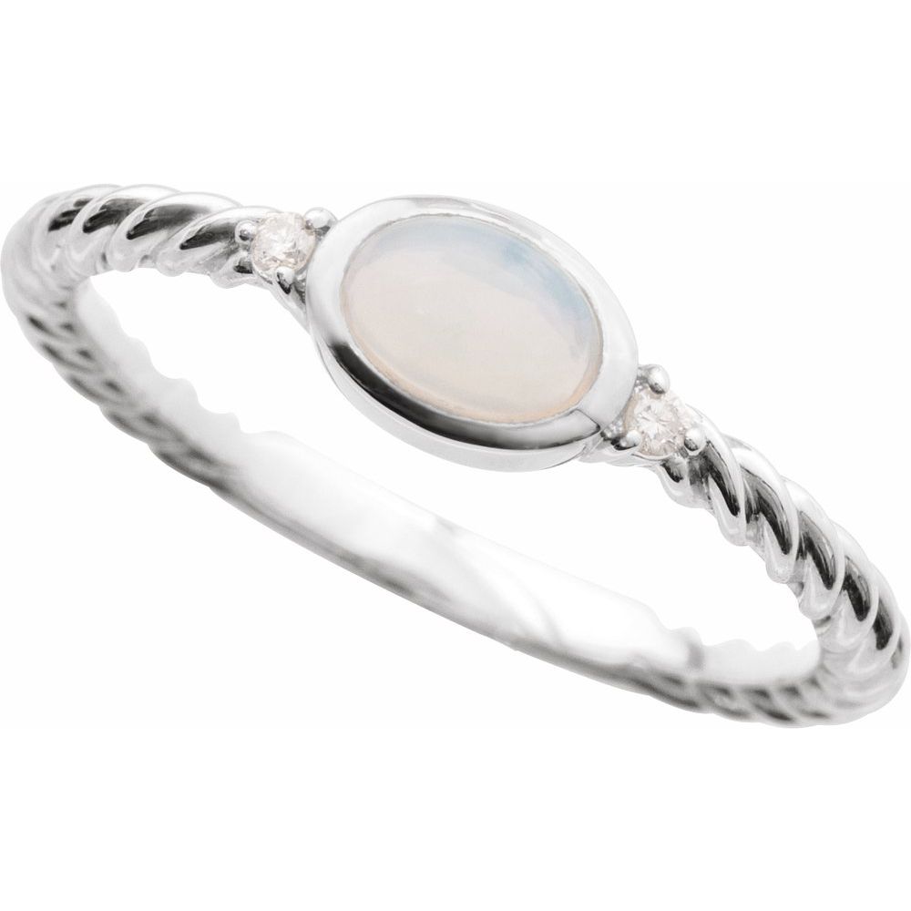 
                  
                    Sterling Silver Natural White Opal & .03 CTW Natural Diamond Cabochon Ring
                  
                