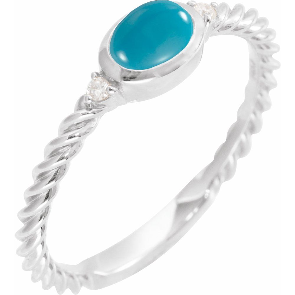 Sterling Silver Natural Turquoise & .03 CTW Natural Diamond Cabochon Ring