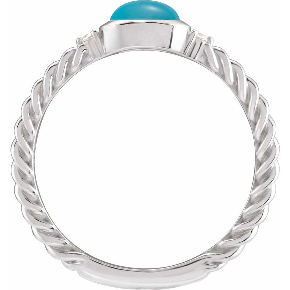Sterling Silver Natural Turquoise & .03 CTW Natural Diamond Cabochon Ring