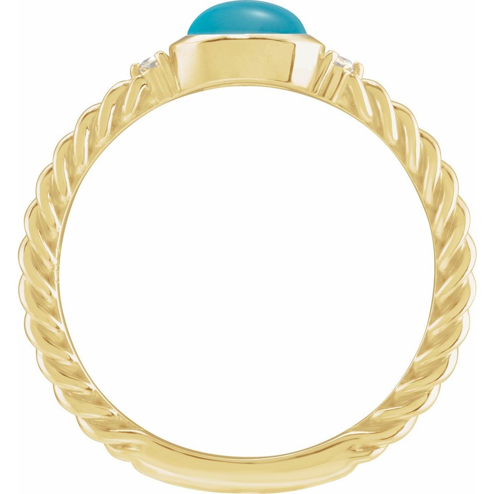 14K Yellow Natural Turquoise & .03 CTW Natural Diamond Cabochon Ring