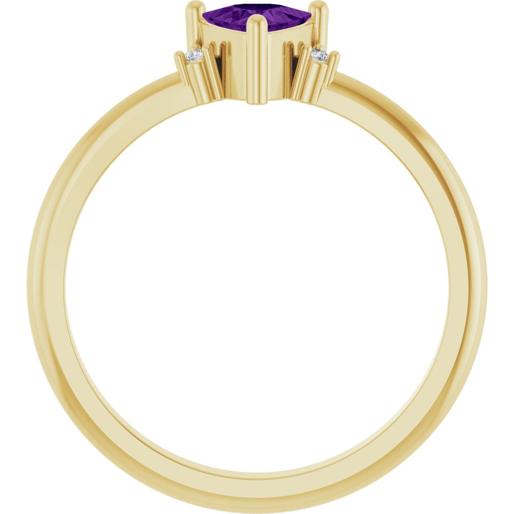 14K Yellow Natural Amethyst & .015 CTW Natural Diamond Ring