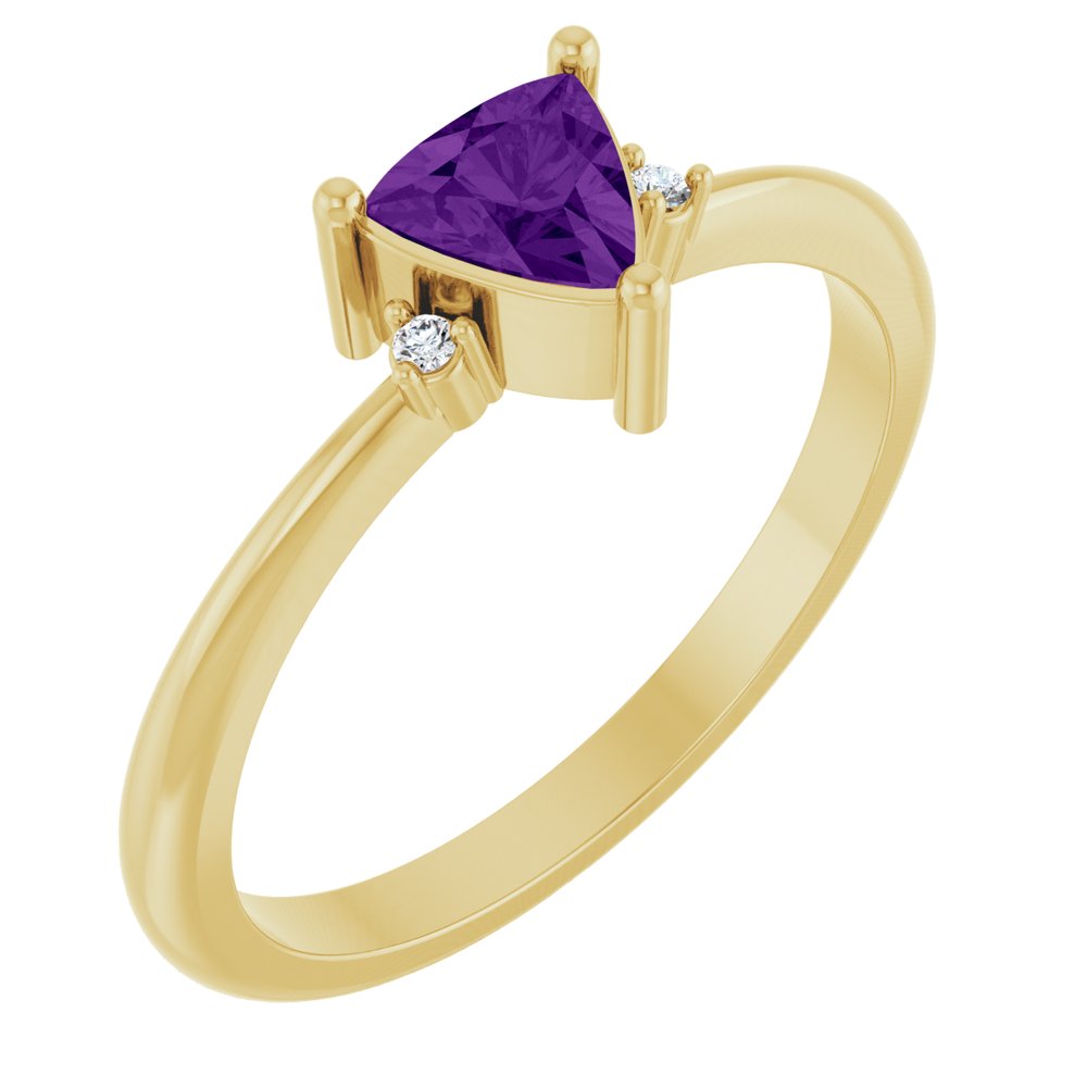 14K Yellow Natural Amethyst & .015 CTW Natural Diamond Ring