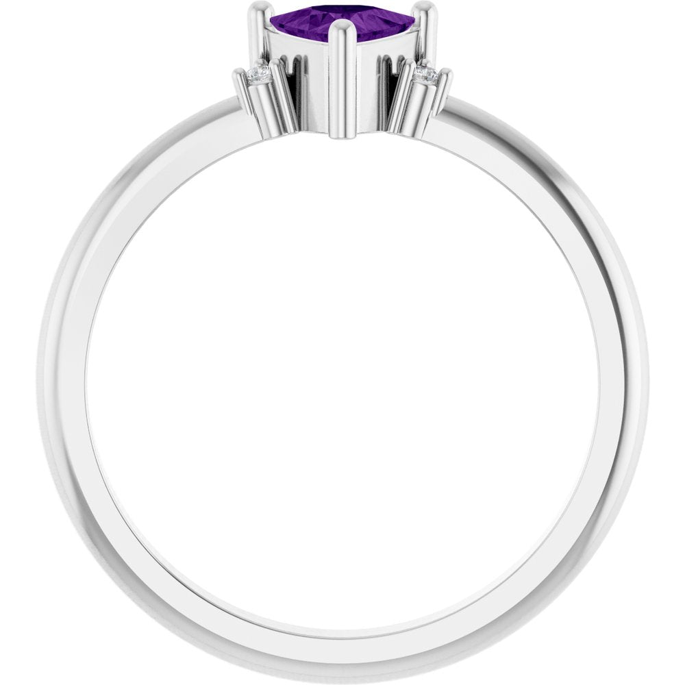 Sterling Silver Natural Amethyst & .015 CTW Natural Diamond Ring