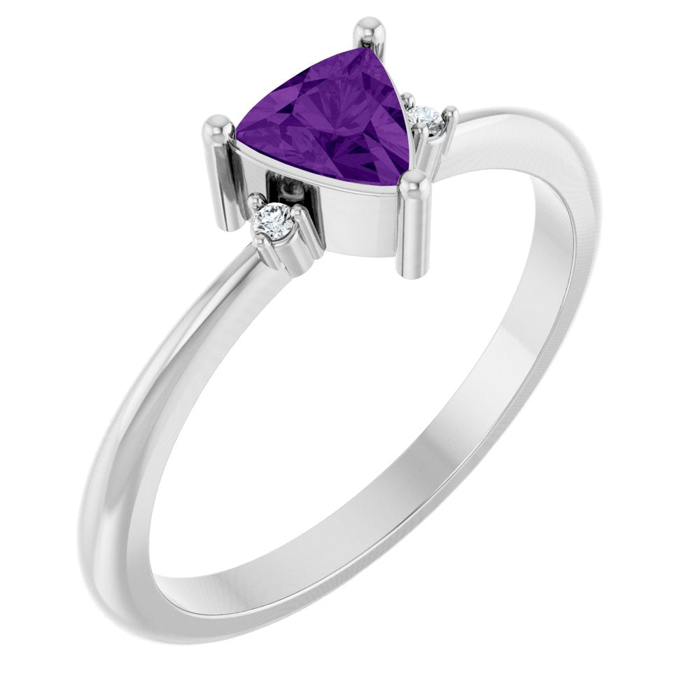Sterling Silver Natural Amethyst & .015 CTW Natural Diamond Ring