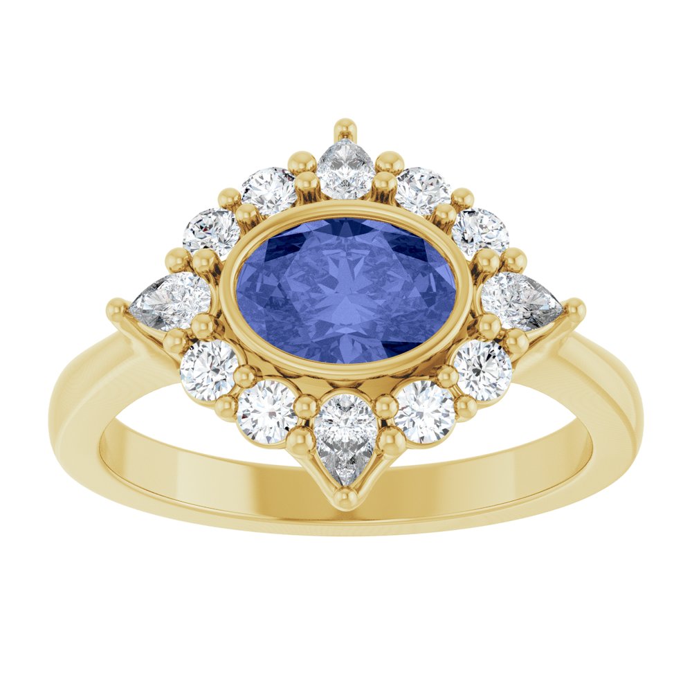 
                  
                    14K Yellow Natural Tanzanite & 3/8 CTW Lab-Grown Diamond Halo-Style Ring
                  
                