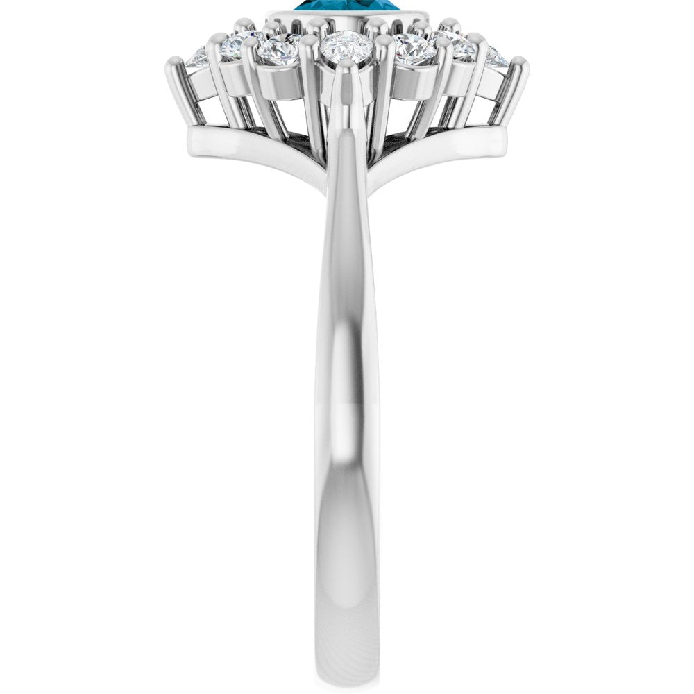 
                  
                    Sterling Silver Natural London Blue Topaz & 3/8 CTW Lab-Grown Diamond Halo-Style Ring
                  
                