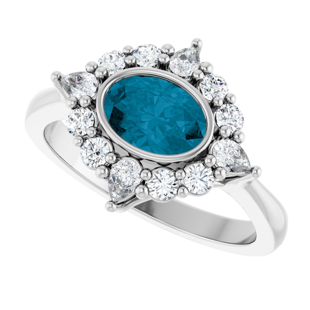 
                  
                    Sterling Silver Natural London Blue Topaz & 3/8 CTW Lab-Grown Diamond Halo-Style Ring
                  
                