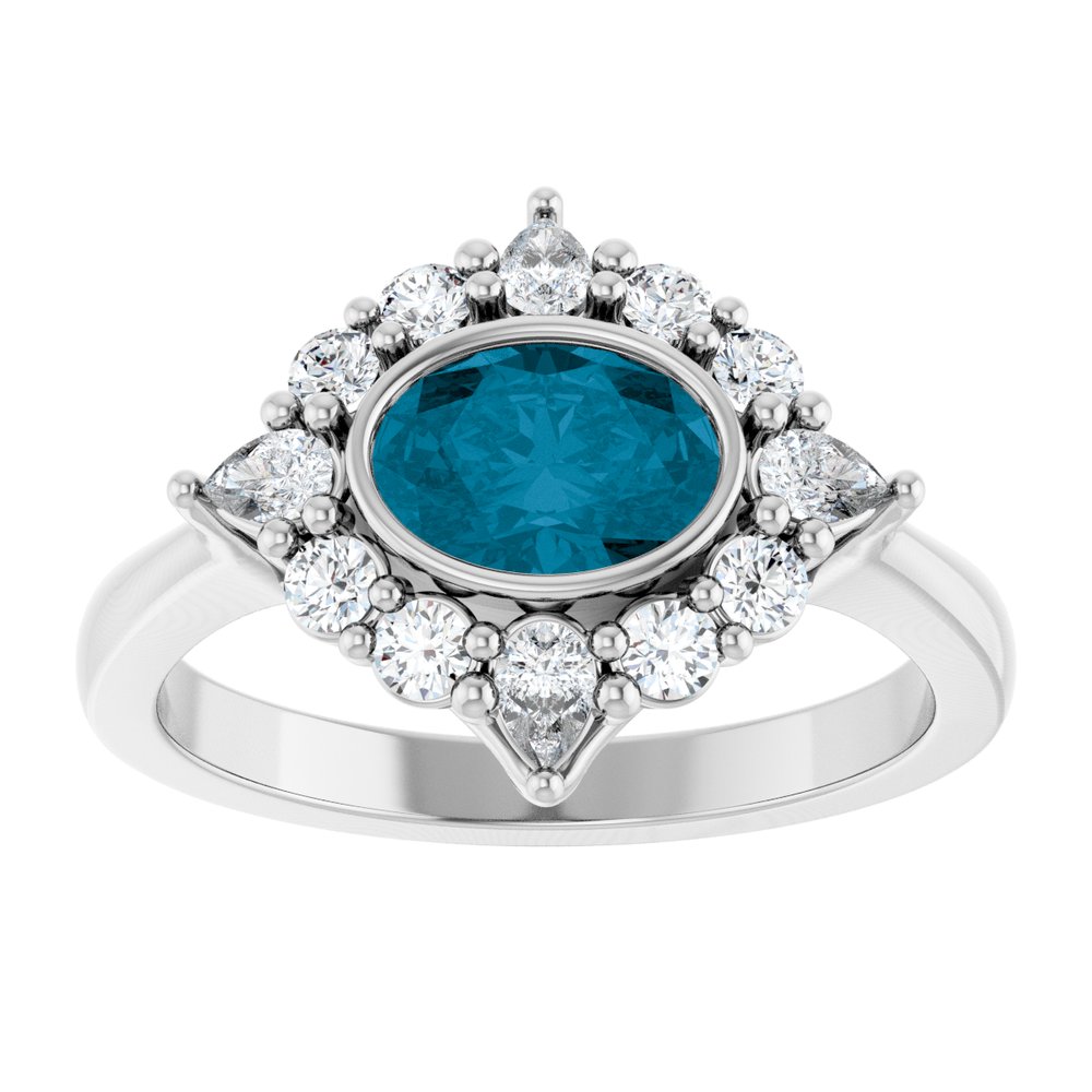 
                  
                    Sterling Silver Natural London Blue Topaz & 3/8 CTW Lab-Grown Diamond Halo-Style Ring
                  
                