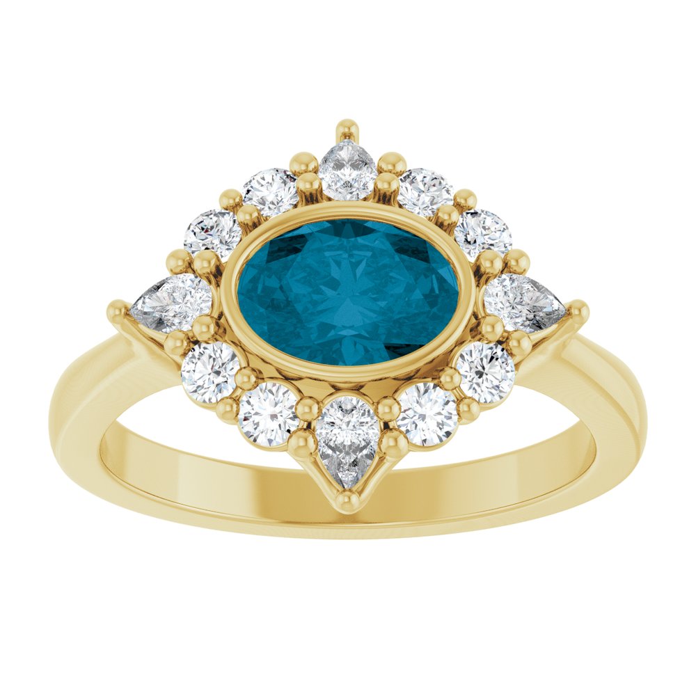 
                  
                    14K Yellow Natural London Blue Topaz & 3/8 CTW Lab-Grown Diamond Halo-Style Ring
                  
                