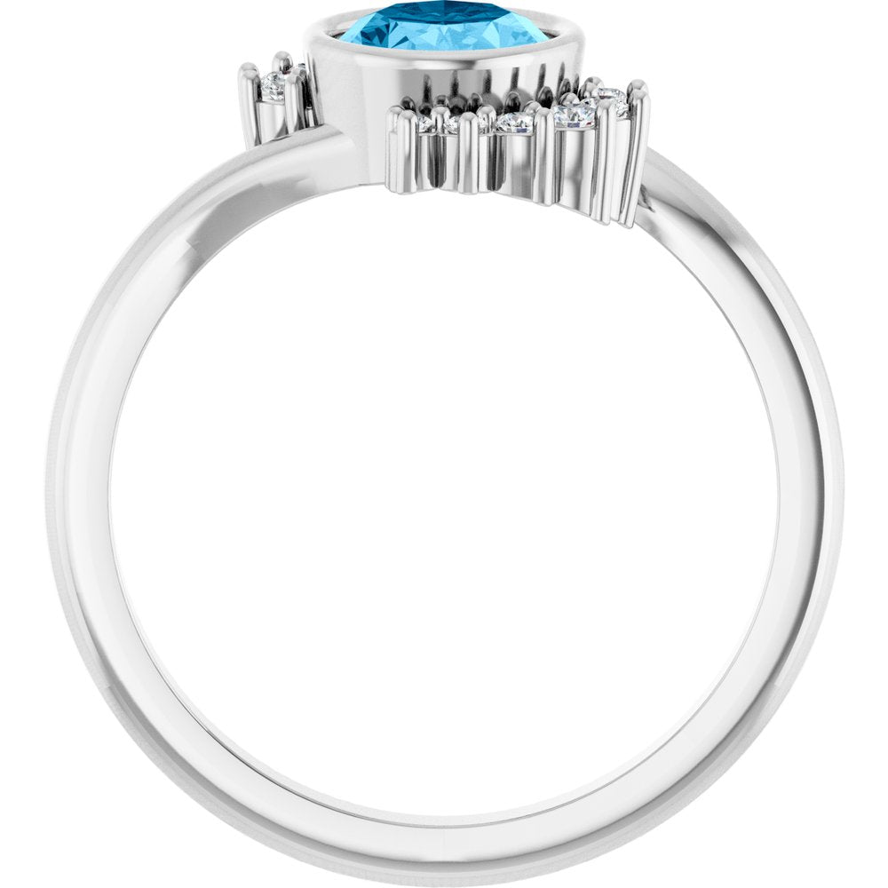 
                  
                    Sterling Silver Natural Swiss Blue Topaz & 1/8 CTW Natural Diamond Ring
                  
                