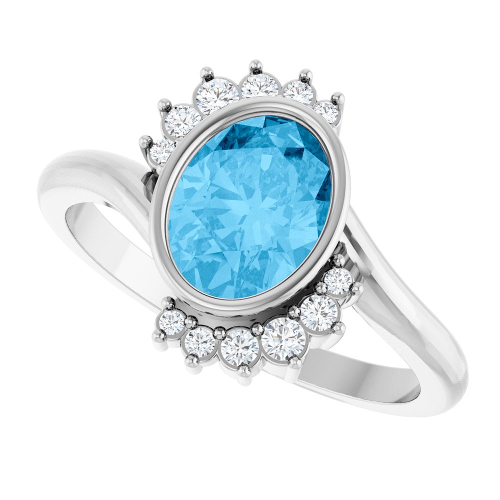
                  
                    Sterling Silver Natural Swiss Blue Topaz & 1/8 CTW Natural Diamond Ring
                  
                