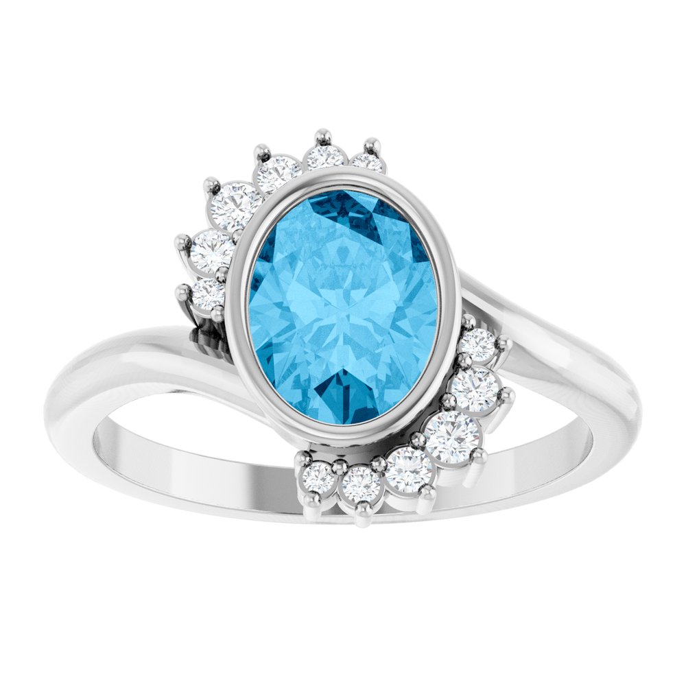 
                  
                    Sterling Silver Natural Swiss Blue Topaz & 1/8 CTW Natural Diamond Ring
                  
                