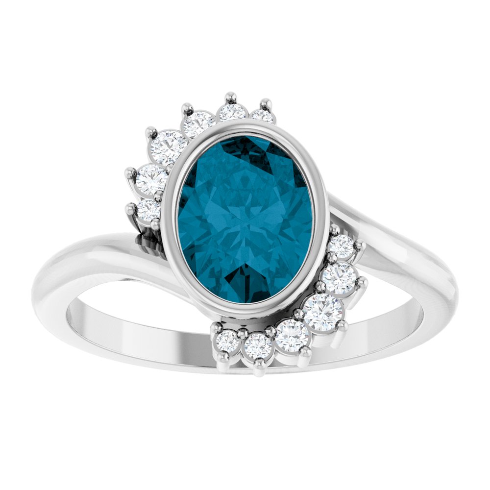 
                  
                    Sterling Silver Natural London Blue Topaz & 1/8 CTW Natural Diamond Ring
                  
                