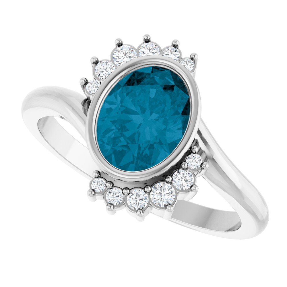 
                  
                    Sterling Silver Natural London Blue Topaz & 1/8 CTW Natural Diamond Ring
                  
                