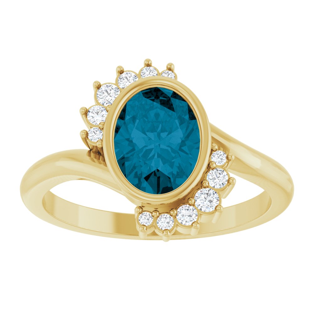 
                  
                    14K Yellow Natural London Blue Topaz & 1/8 CTW Natural Diamond Ring
                  
                