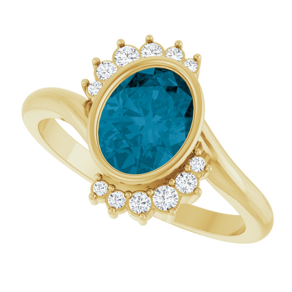 
                  
                    14K Yellow Natural London Blue Topaz & 1/8 CTW Natural Diamond Ring
                  
                
