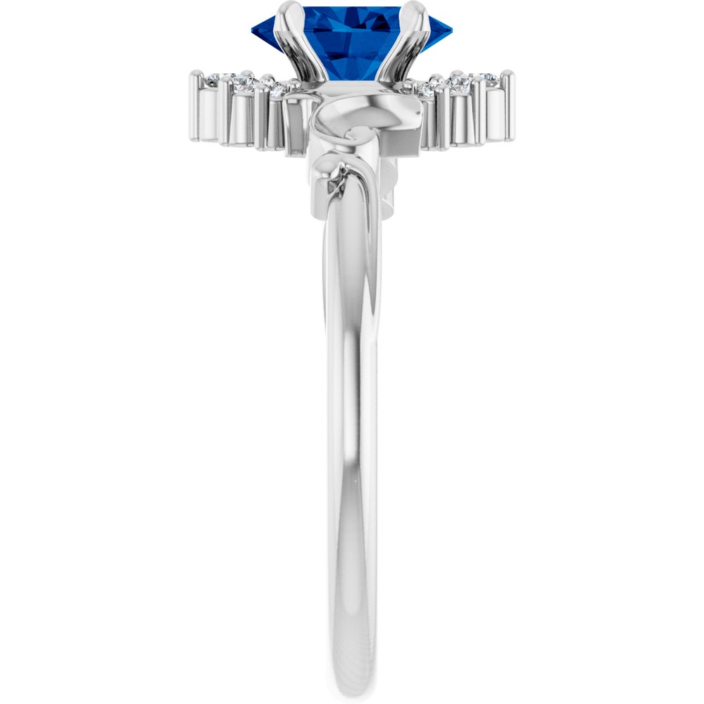 
                  
                    Sterling Silver Lab-Grown Blue Sapphire & .08 CTW Natural Diamond Ring
                  
                