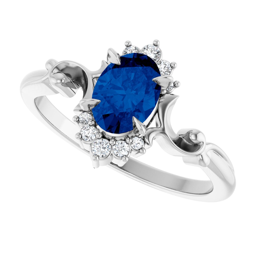 
                  
                    Sterling Silver Lab-Grown Blue Sapphire & .08 CTW Natural Diamond Ring
                  
                