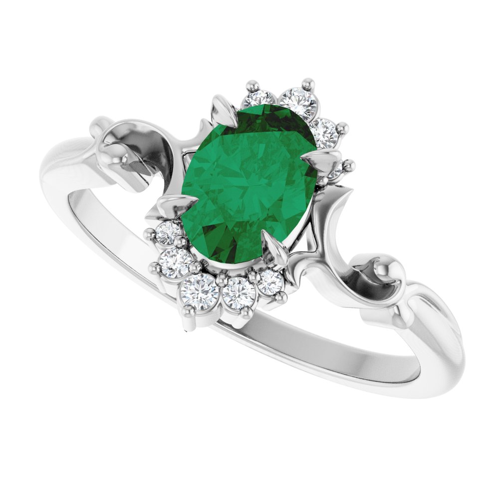
                  
                    Sterling Silver Lab-Grown Emerald & .08 CTW Natural Diamond Ring
                  
                