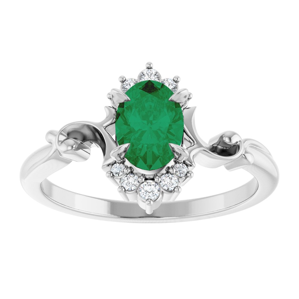 
                  
                    Sterling Silver Lab-Grown Emerald & .08 CTW Natural Diamond Ring
                  
                