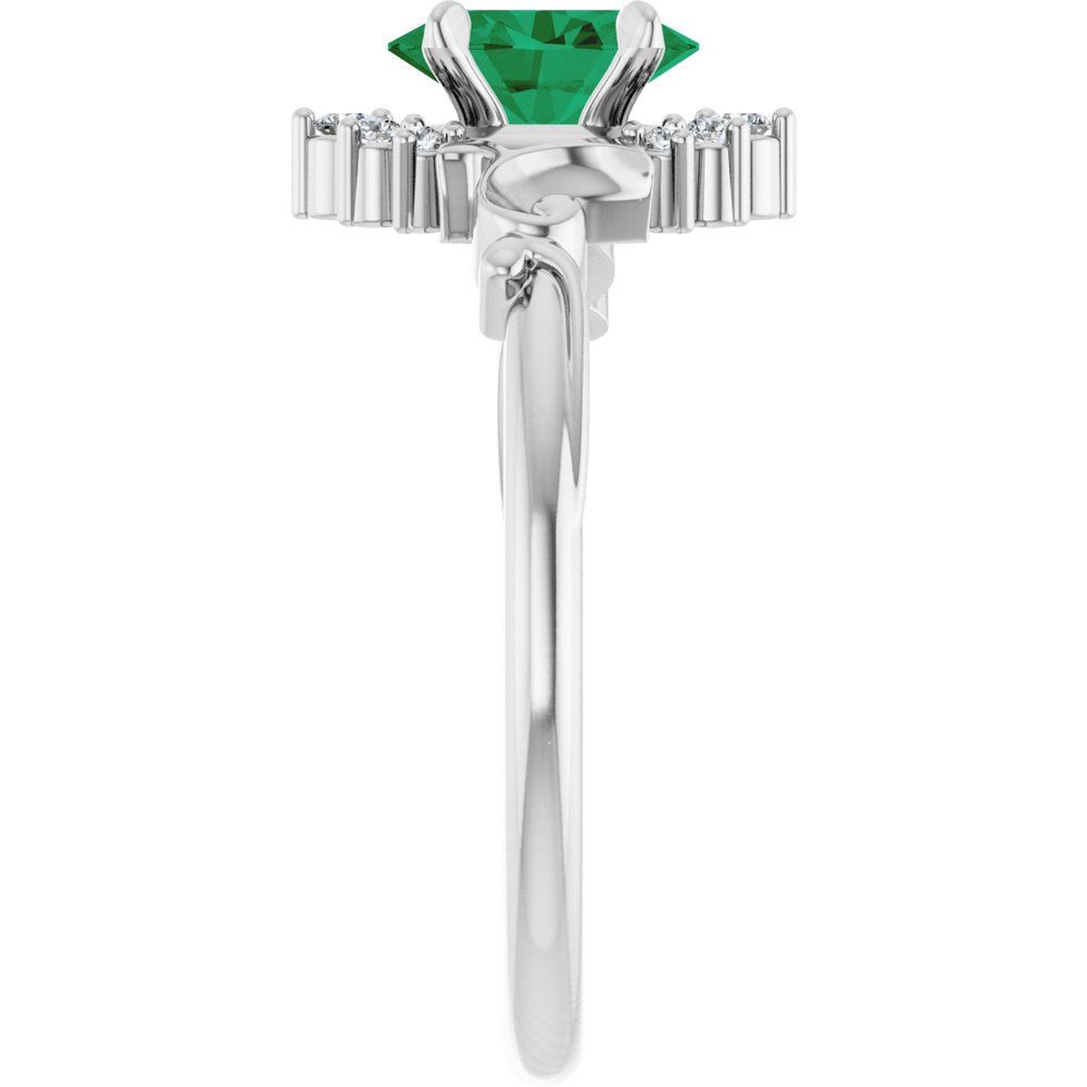 
                  
                    Sterling Silver Lab-Grown Emerald & .08 CTW Natural Diamond Ring
                  
                