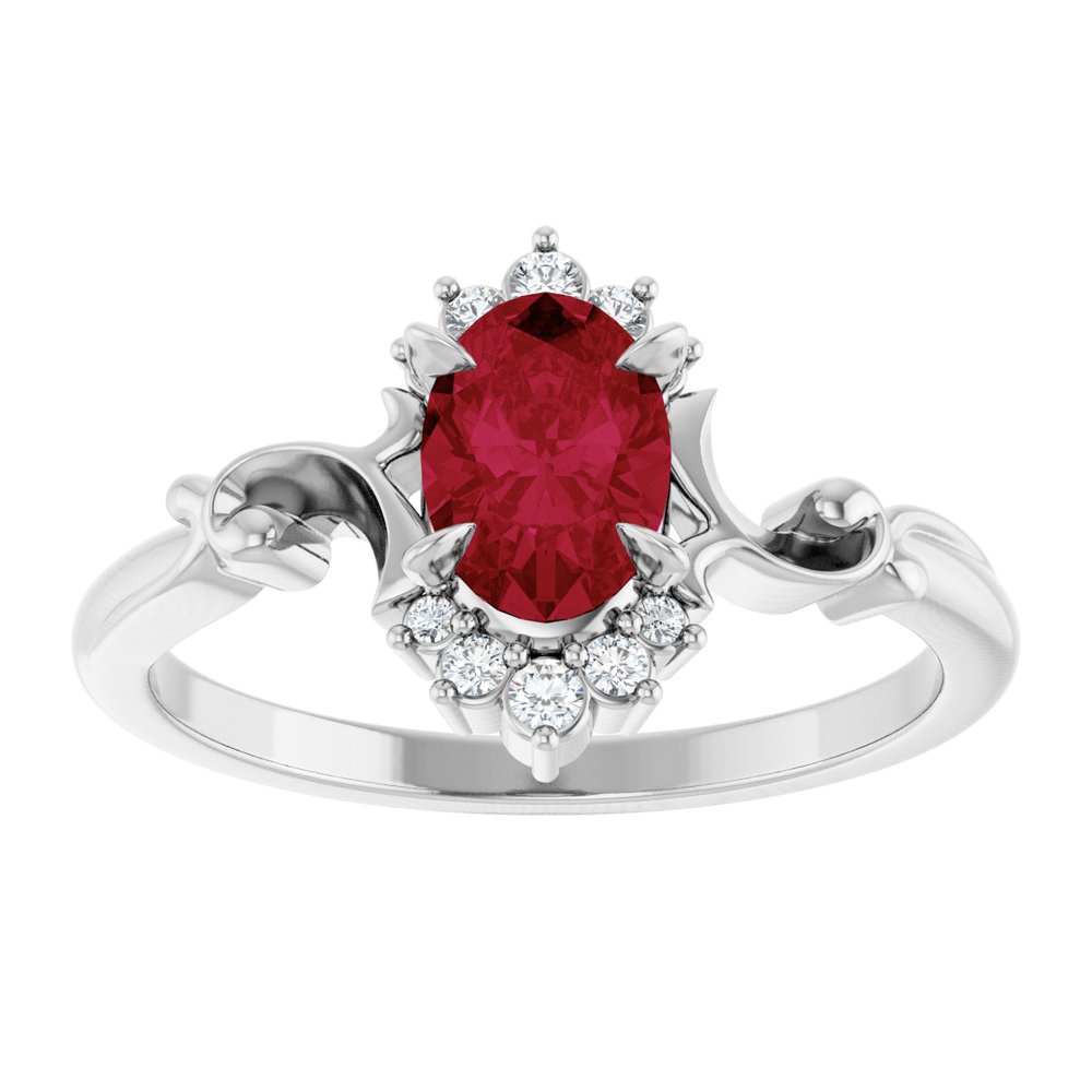 
                  
                    Sterling Silver Lab-Grown Ruby & .08 CTW Natural Diamond Ring
                  
                