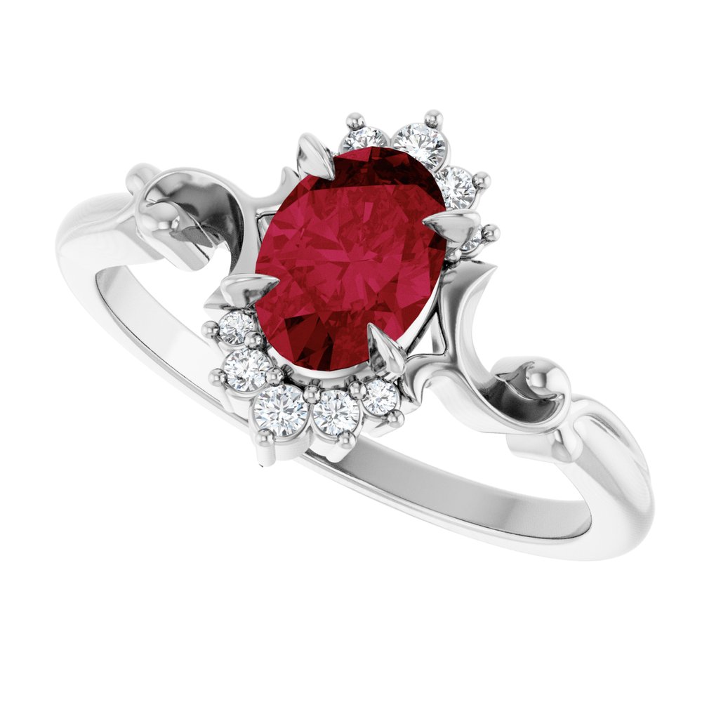 
                  
                    Sterling Silver Lab-Grown Ruby & .08 CTW Natural Diamond Ring
                  
                