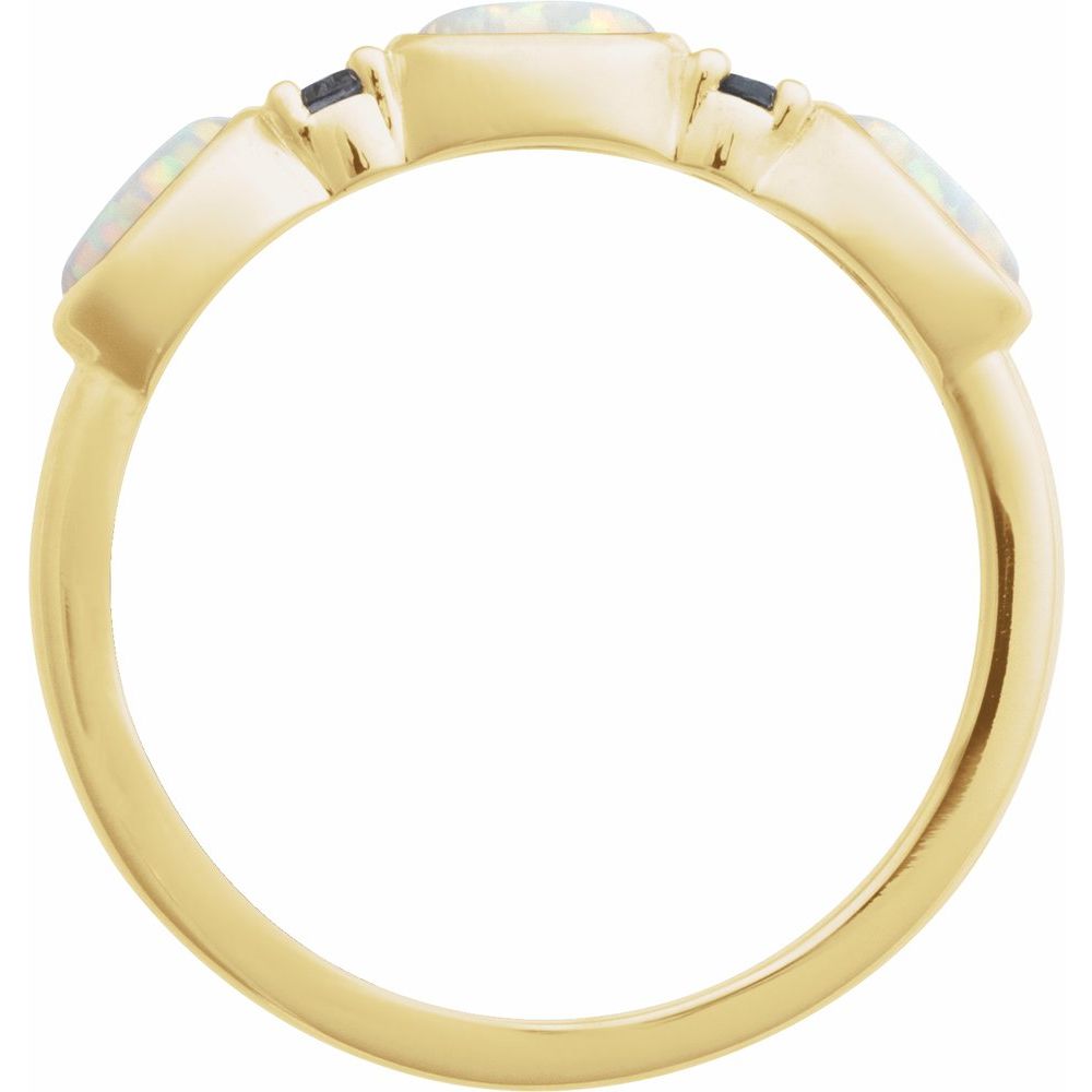 14K Yellow Lab-Grown White Opal & Natural London Blue Topaz Stackable Ring