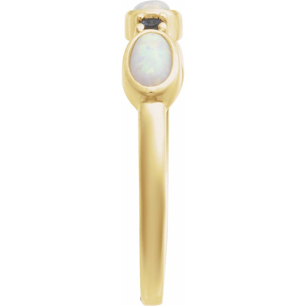 
                  
                    14K Yellow Lab-Grown White Opal & Natural London Blue Topaz Stackable Ring
                  
                